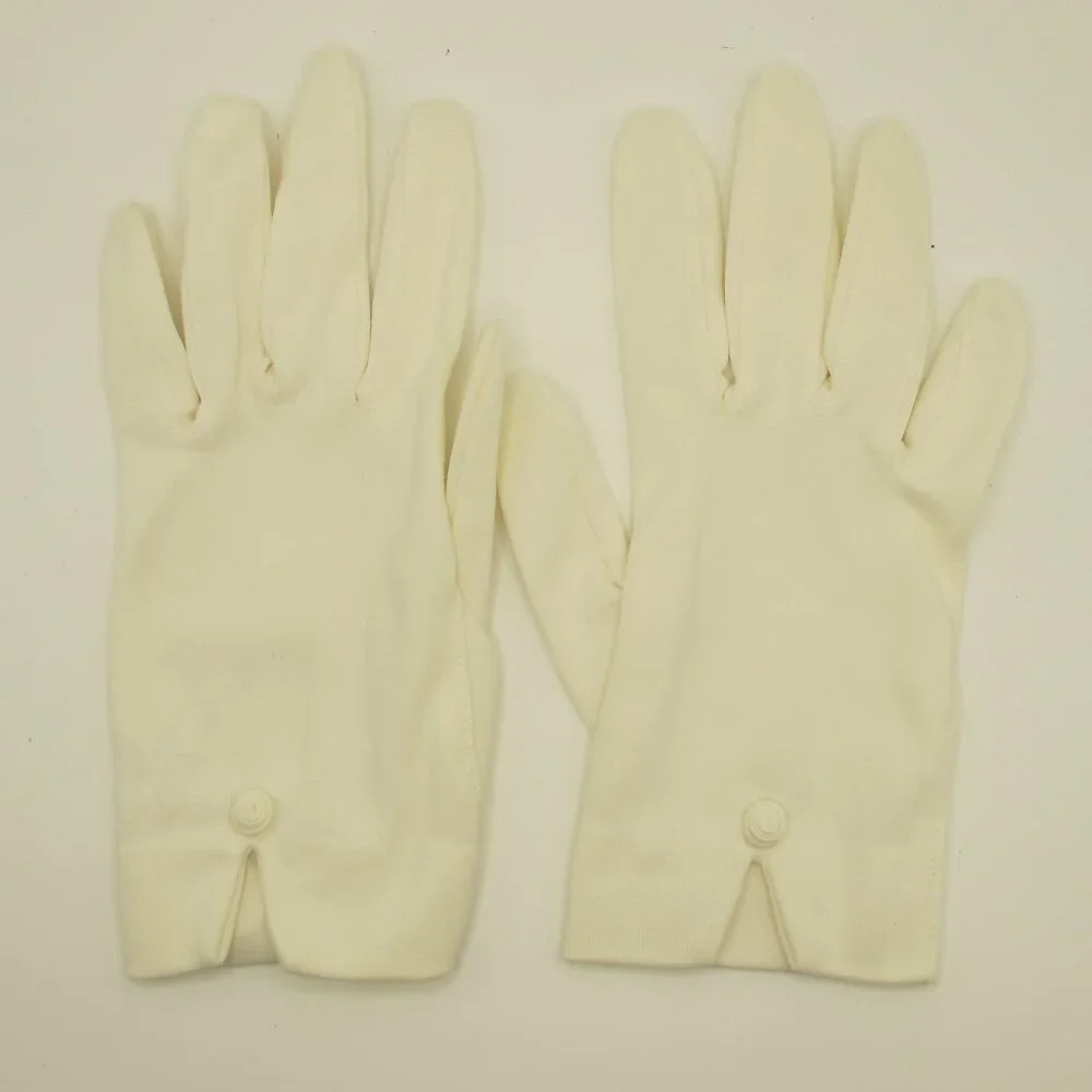 Van Raalte white ladies nylon gloves with flower detail at wrist